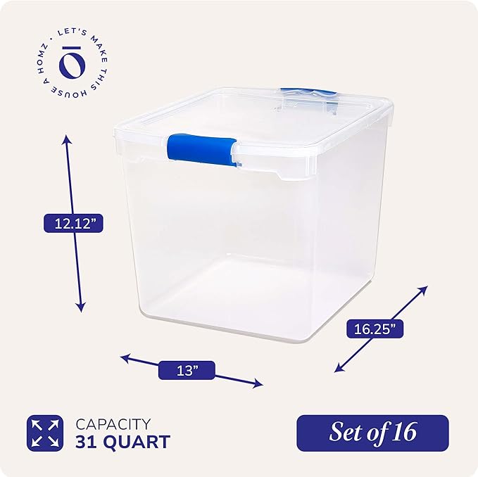 HOMZ Heavy Duty Modular Clear Plastic Stackable Storage Tote Containers - Image 4