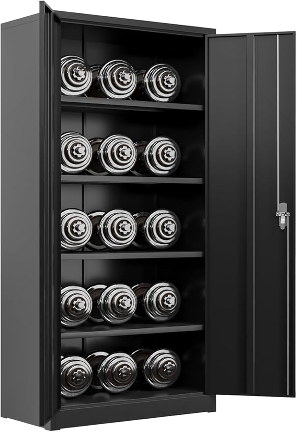 Black Iron Metal Lockable Storage Cabinet - Image 7