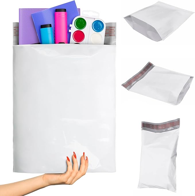 ABC PACK & SUPPLY White Gusseted Poly Mailers, 2.5 Mil. Plastic Shipping Bags by ABCPackSupply%C2%AE
