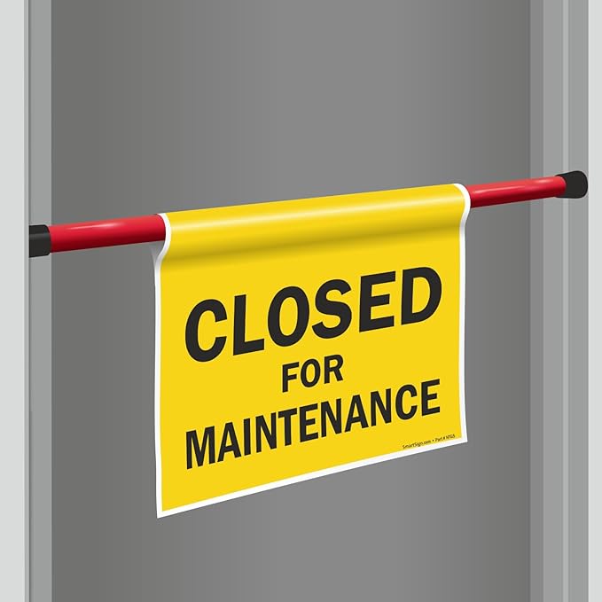 SmartSign 3-Pack 'Closed For Maintenance' Hanging Doorway Barricade Sign - Image 3