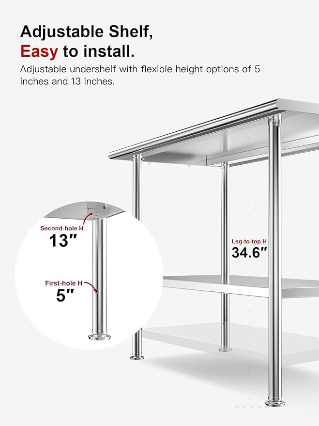 All-Stainless Steel Prep Table, 24 X 48 Inch, - Image 3