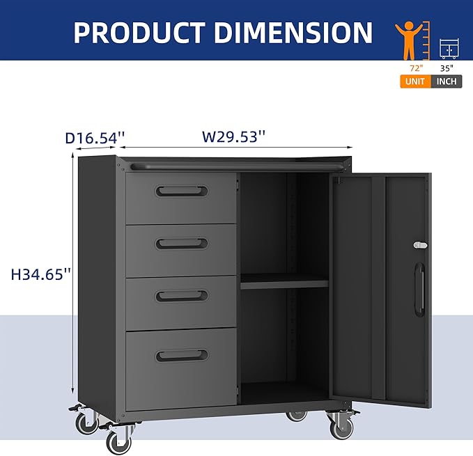 Metal Tool Cabinet, Garage Storage Cabinet System, Wall Cabinet & Locking - Image 3