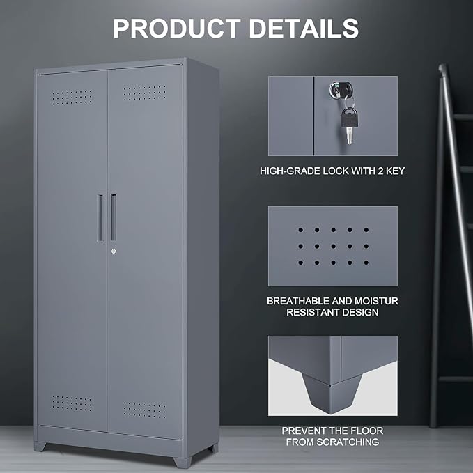 FLEXIMOUNTS 73'' Tall Metal Storage Cabinet - Image 5