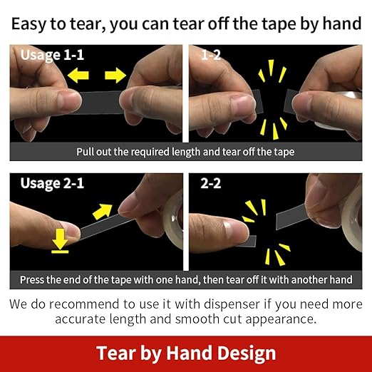 6 Rolls Transparent Tape Refills, Hand Tearable, 3/4 x 1000 Inches, Glossy Gift - Image 2