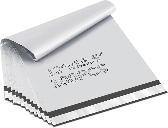 Poly Mailer 12x15.5 Inch 100 Pack, Shipping Bags by Immuson