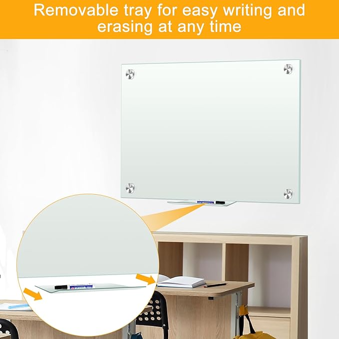 H-Qprobd Glass White Board for Wall Dry Erase Board 48" x 32" Magnetic - Image 2