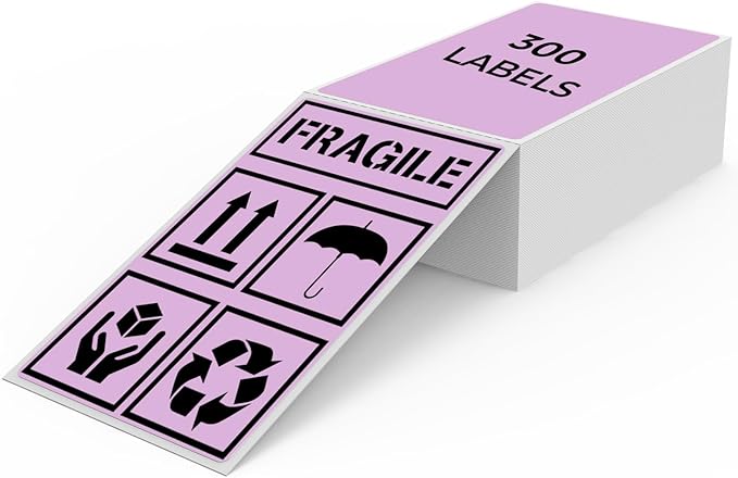 Purple Thermal Labels 3 × 5 Inch Vinyl Self-Adhesive Fanfold Direct Shipping by YIKIADA