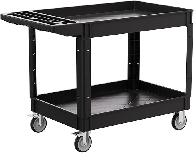 2-Tier Rolling Tool Cart, Heavy-Duty Plastic Service Cart by Unknown