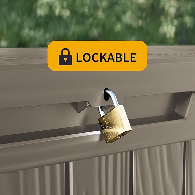 50 Gallon Lockable Resin Deck Box, Waterproof & UV-Resistant Outdoor Storage Box - Image 5
