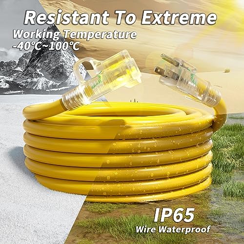 PlugSaf 14/3 AWG 75 FT Extension Cord, Heavy Duty Extension Cord, Yellow - Image 7