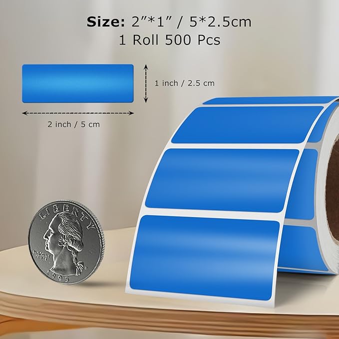 Blue Color Coding Labels 1 × 2 Inches Self-Adhesive Vinyl Rectangle Stickers - Image 2