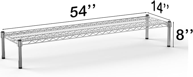 14''W x 54''L x 8''H Chrome Plated Wire Dunnage Rack | Off The Floor Storage - Image 3