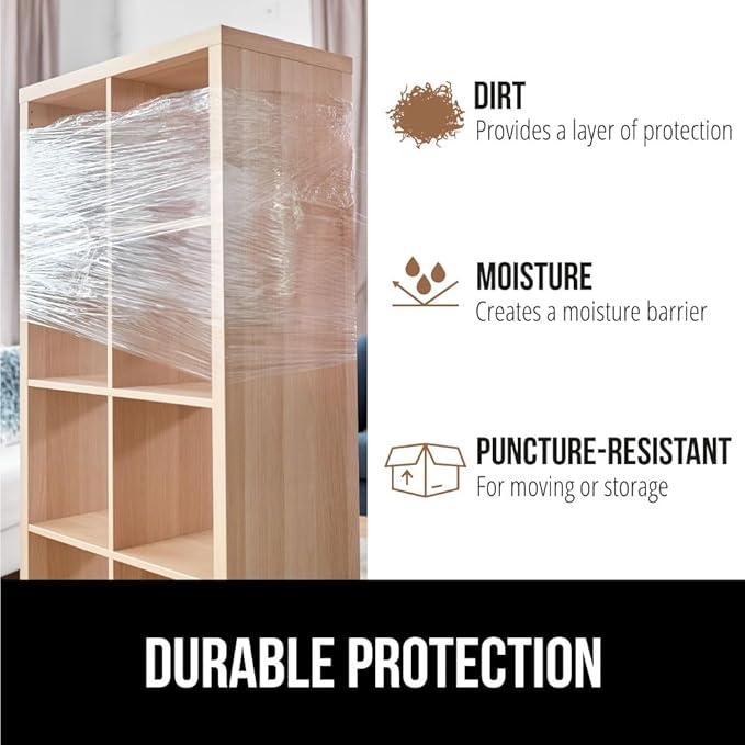GORILLA GRIP 500% Stretch Film Heavy Duty Plastic, 500ft Shrink Wrap Roll 24" - Image 4