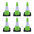 6 Pack 18 Inch Green Reflective Traffic Cones, Durable Black Base Safety Cones by OranclUS