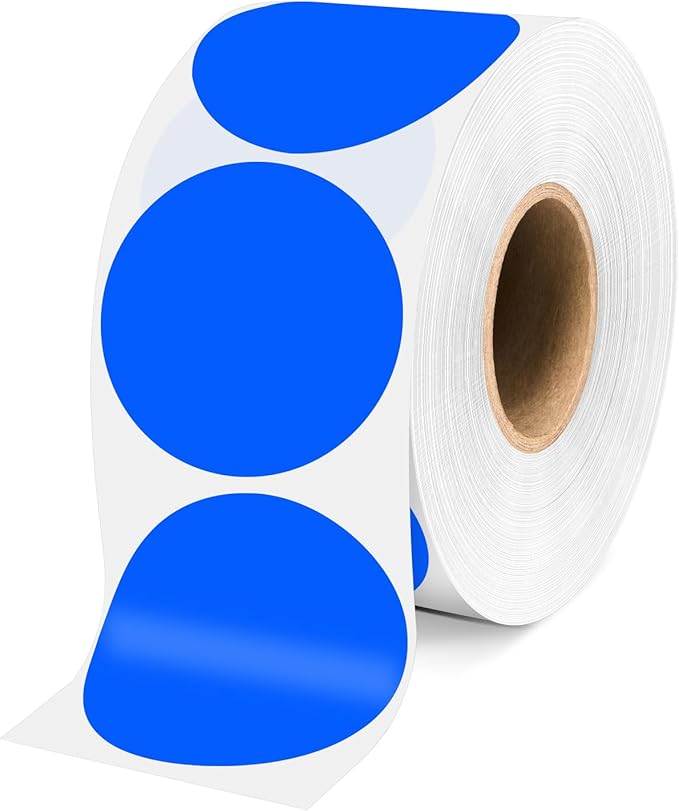 2 Inch Blue Circle Stickers 500 Pcs, Permanent Color Coding Dots by WANSTE