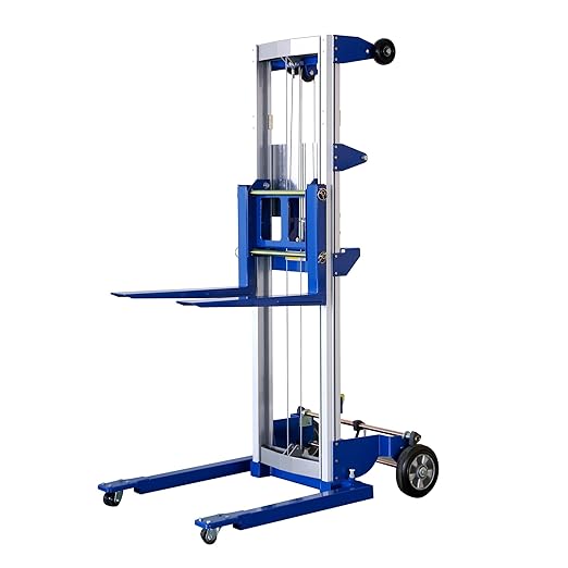 122" Material Lift Winch Stacker, 400 lbs Capacity Manual Material Lifts by ELOMBR
