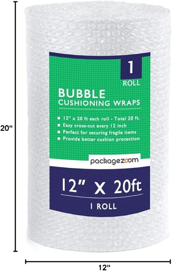 12 inch x 20 ft Bubble Cushioning Wrap, Perforated Every 12" Protective Packing - Image 6