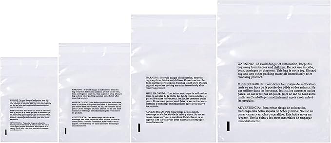 Poly Bags with Suffocation Warning 4x6", 8x10" by RetailSupplyCo