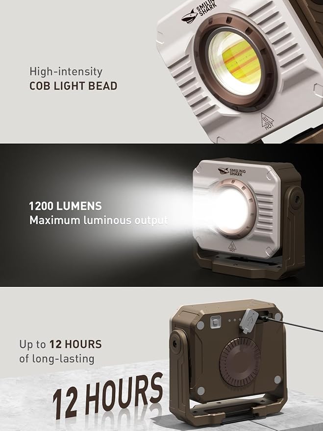 Smiling Shark Portable Working Lights, 5000mAh Rechargeable LED Work Light - Image 2