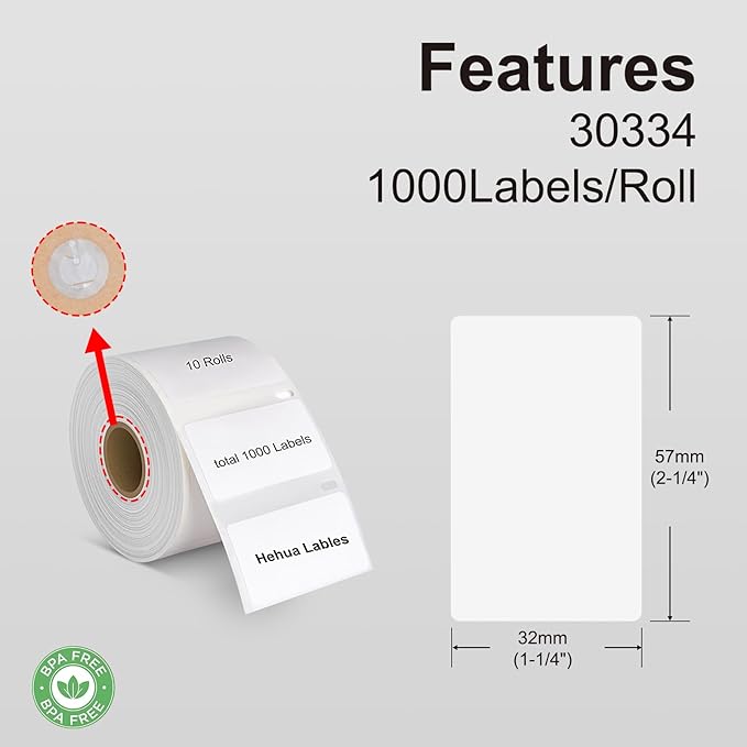 Hehua 10-Roll 2-1/4" x 1-1/4" Compatible - Image 3