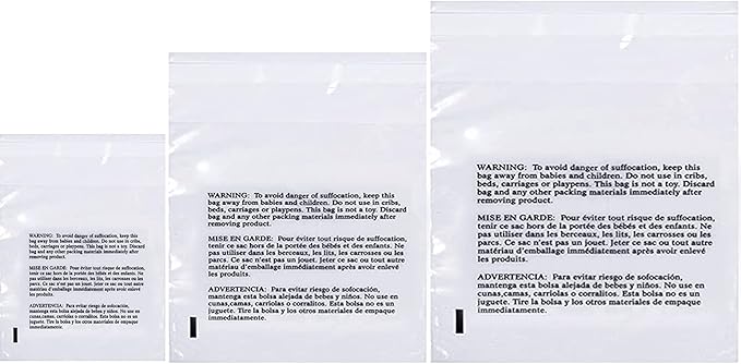 Poly Bags with Suffocation Warning 16x22, 24x28 by RetailSupplyCo