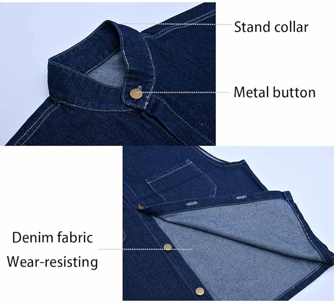 YOWESHOP Men's Reflective Safety Denim Vest，Custom Safety Outdoor Denim Work - Image 3