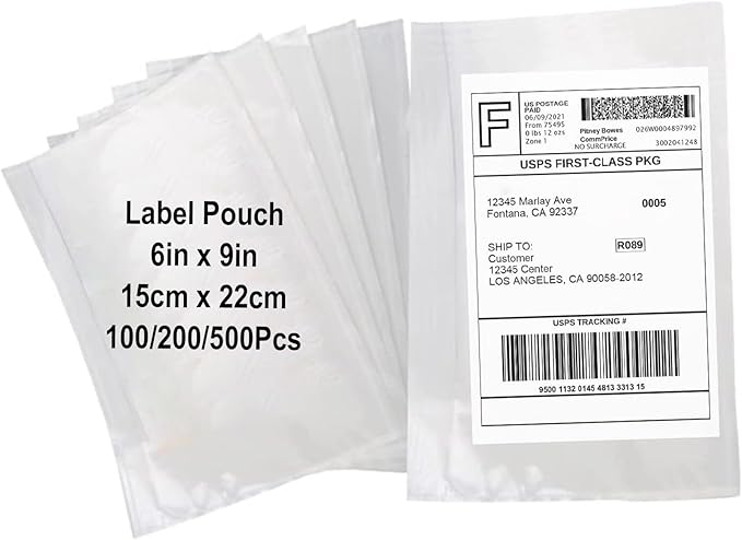 100 Pcs-6x9 Shipping Envelopes, Packing List Mailing Envelopes Clear Adhesive by MBLABEL