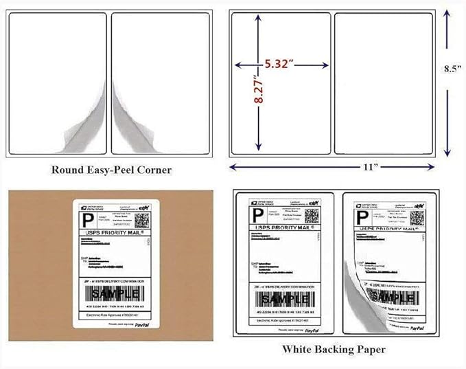 Round Corner Half Sheet Self Adhesive Shipping Labels - Image 2