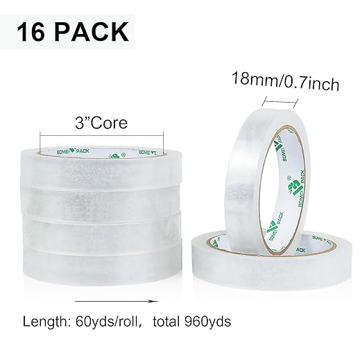 BOMEI PACK 16Rolls Clear Tape Refills - Image 3