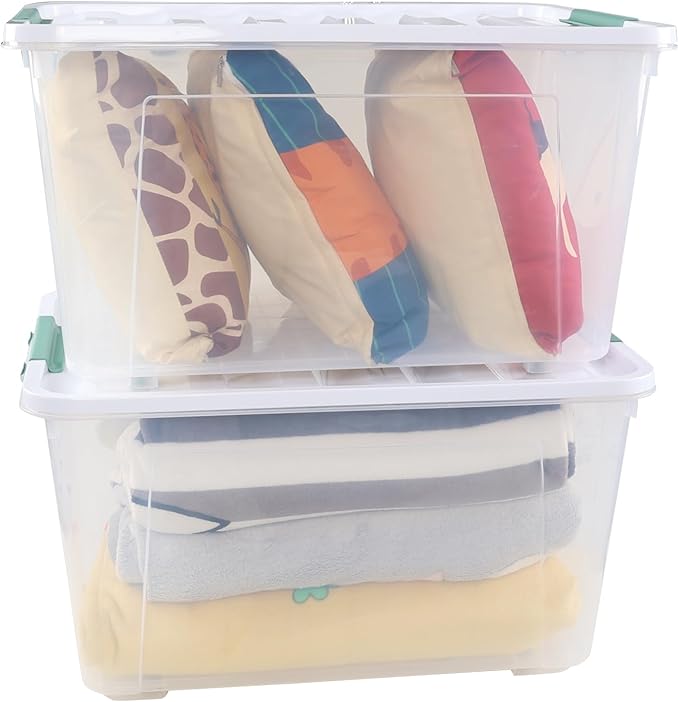 4-Pack Large Clear Plastic Storage Organizer Bins w/Lids, 85 Quart, and Office - Image 4