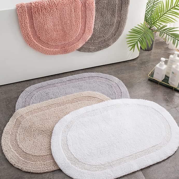 Thickened Cotton Oval Bath Mat Non Slip Bathroom Rug Absorbent Solid Color Carpet Handmade Mat for Household Doorways - Image 7
