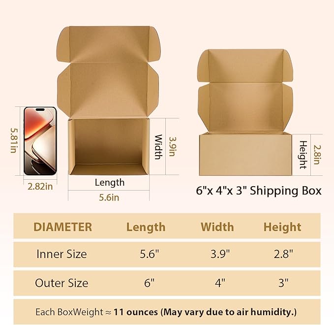 6x4x3 inches Shipping Boxes Set of 25, Small Corrugated Cardboard Box, - Image 3