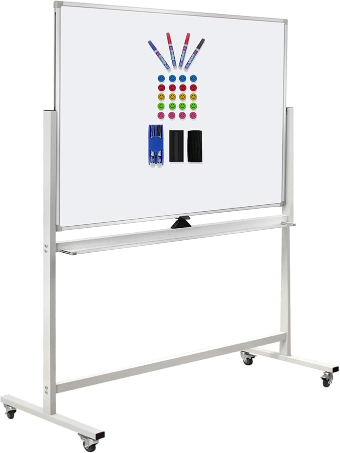 Mobile Whiteboard Magnet Dry Erase Board on Wheels Double-Sided Magnetic by Unknown