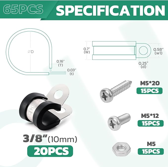 20PCS 3/8 Inch Cable Clamps - Image 2
