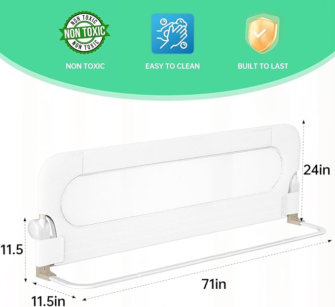 Folding Bed Rail for Toddlers, Baby Bed Rail Guard - Image 2