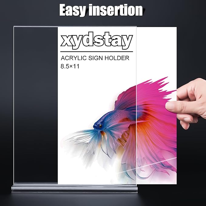12pack Acrylic Sign Holder 8.5 X 11, Vertical T Shape Clear Plastic Paper Sign - Image 8