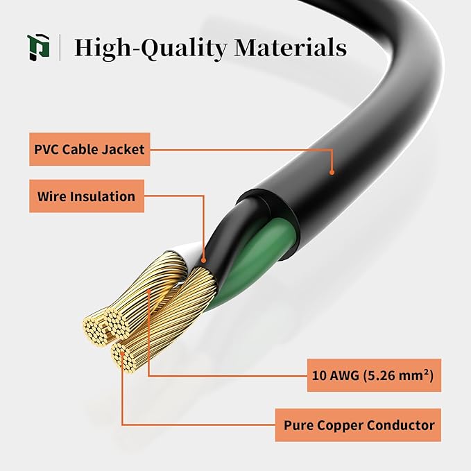 PLUGTUL 10 Gauge Extension Cord 15FT, Heavy Duty, 15A 1875W SJTW, ETL Listed - Image 3