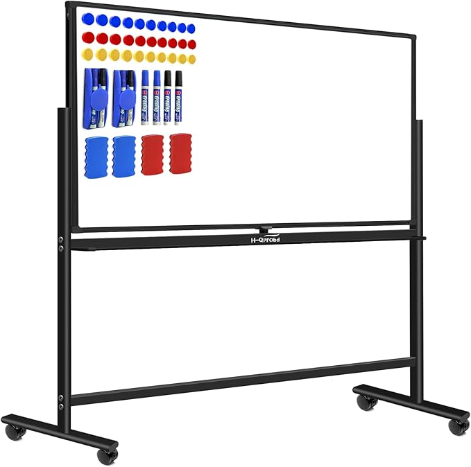 H-Qprobd Dry Erase Board with Stand 72"x40" Magnetic Mobile Whiteboard on by H-Qprobd