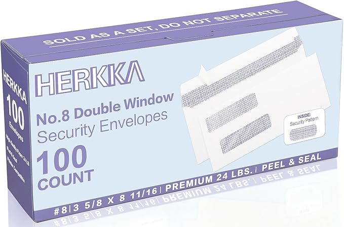 #8 Double Window Security Check Envelopes, No.8 Double Window Bussiness by HERKKA