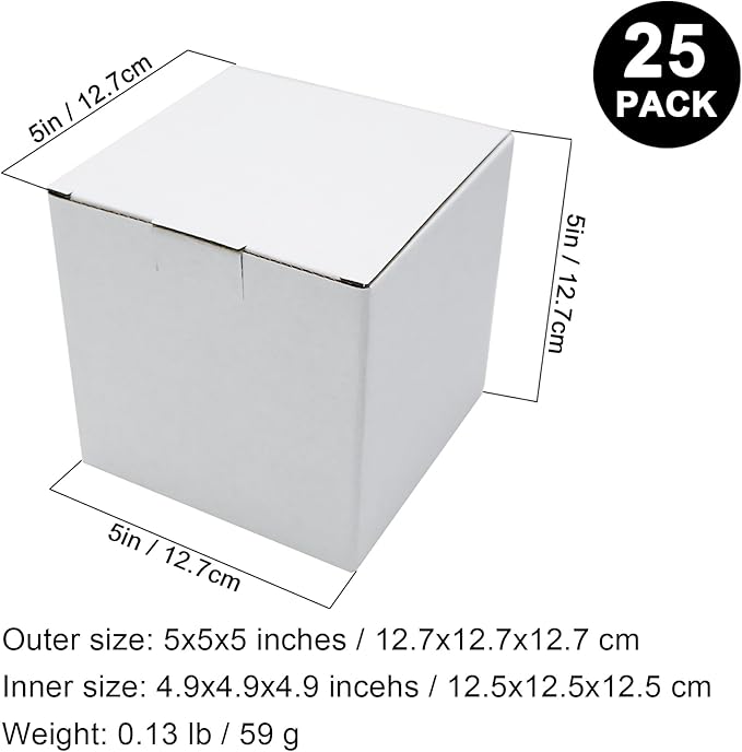 25 Pack 5x5x5 Inch Corrugated Cardboard Boxes - Image 2