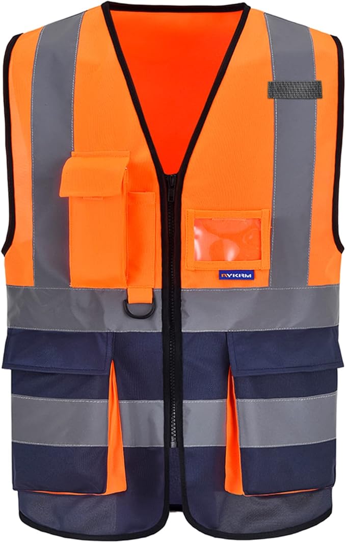 A-SAFETY High visibility vest, Reflective Safety Vest Workwear 7 Pockets Hi Vis by A-SAFETY