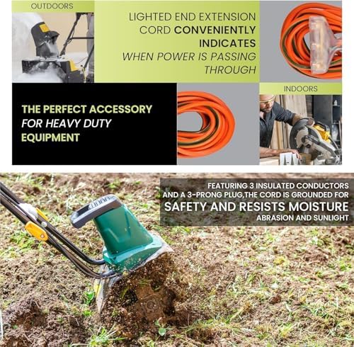 GoGreen Power Inc. (G-15250-2) 12/3 50' 3 Outlet Heavy Duty Extension Cord - Orange, 50ft, 2 Pack - Image 7