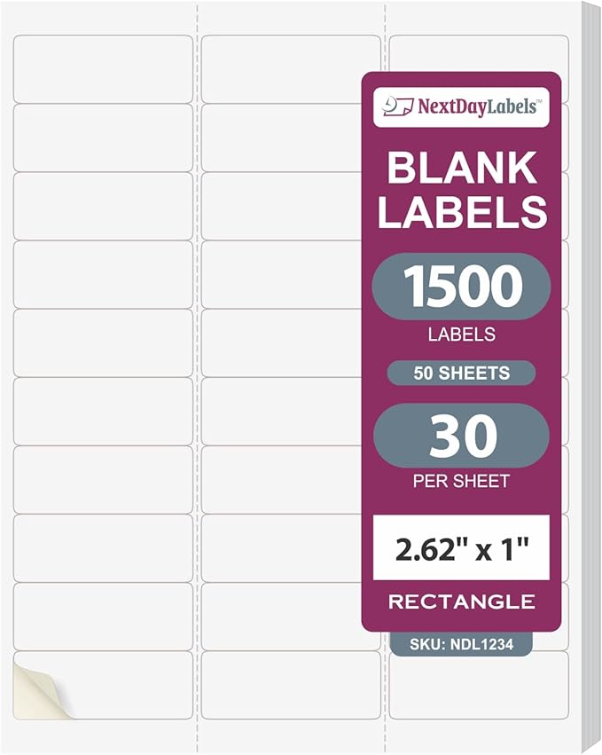 NextDayLabels - 2.5/8" x 1" Rectangular Sticker Labels by NextDayLabels