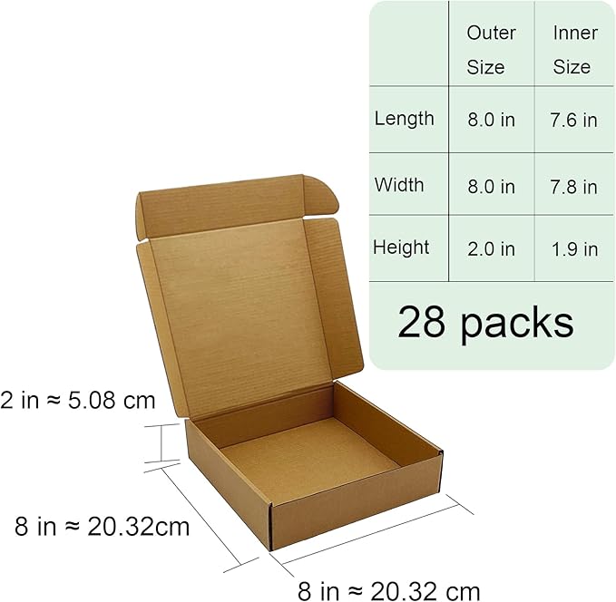 8x8x2 inch Shipping Boxes，Bulk 28 Pack，Brown Corrugated Mailers Cardboard - Image 6