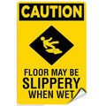 Caution Floor May Be Slippery When Wet Hazard Sign LABEL DECAL STICKER 9 inches by Unknown