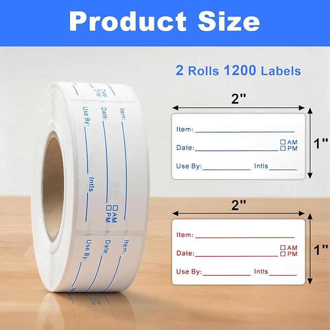 1200 Pieces Removable Food Labels Stickers, 2 Rolls 1x3 Inch Freezer Labels - Image 2
