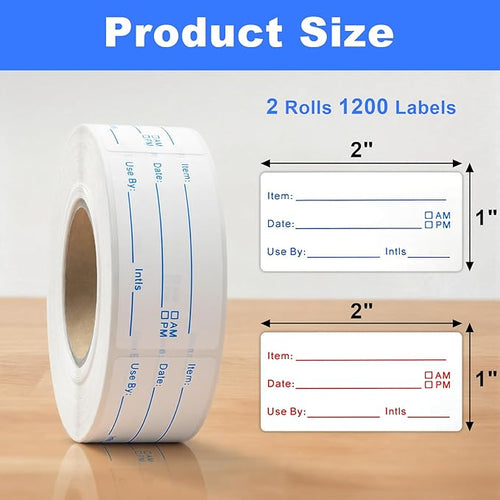 1200 Pieces Removable Food Labels Stickers, 2 Rolls 1x3 Inch Freezer Labels - Image 2