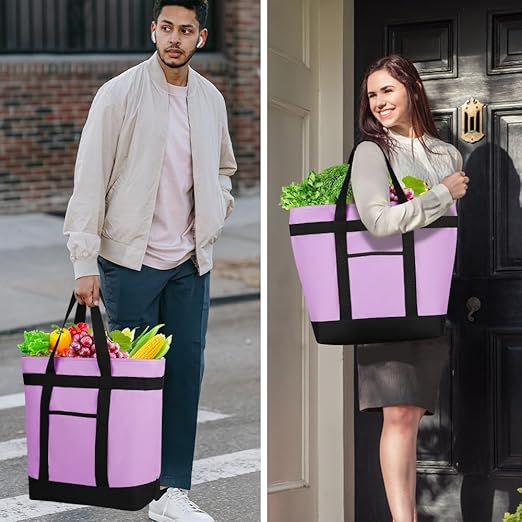 Insulated Reusable Tote Bag for Grocery Shopping for Women/Men, Pizza/Food - Image 6