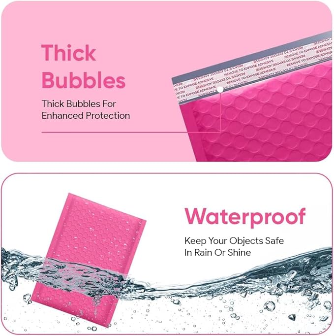 Hot Pink Large Poly Bubble Mailers 12x15 inch | Self Seal Padded Envelopes - Image 4