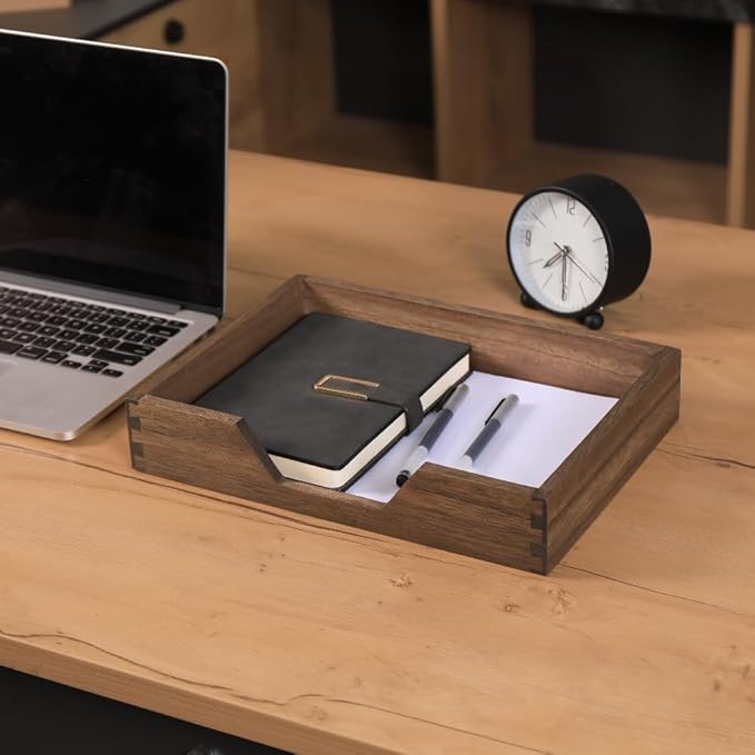 Wood Letter-Size Tray for Office Desktop Organizer - Image 7